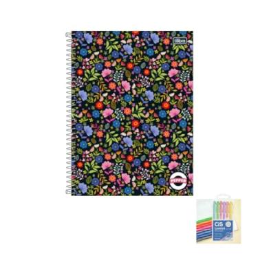 Imagem de Kit Caderno Tilibra 320 Páginas + Canetas Esferográficas Sortidas Pote 24 + Marca Texto Lumini 6 Cores