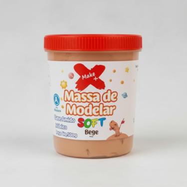 Imagem de Massa de Modelar Massinha Soft Bege, Base de Amido, Atóxica, 500g, Textura Macia, Lavável, para Atividades Educativas e Criativas