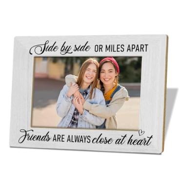 Imagem de XQLSR Presente para amigos, presentes para amigos de longa distância, Side By Side or Miles Apart Friends are Always Close, porta-retrato de madeira, porta-retrato de amizade, presente para melhores