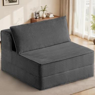 Imagem de NLDD Sofá-cama conversível, sofá-cama dobrável com travesseiro, sofá-cama dobrável com suporte para as costas, cadeira portátil, sofá confortável para sala de estar, quarto, quarto de hóspedes, cinza