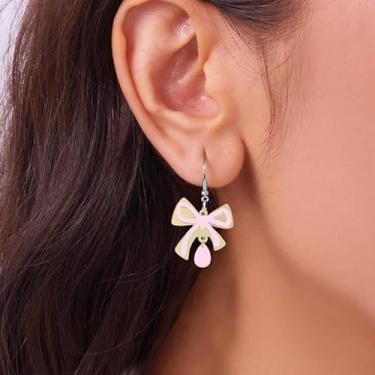 Imagem de Brincos de laço femininos com pingente de pérola na moda, presente de dia dos namorados, presentes de amizade, Medium, Latão, Sem pedra preciosa