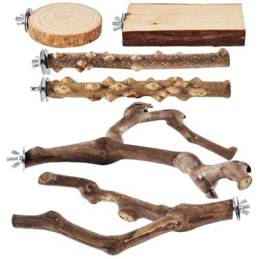 Imagem de Poleiro de Papagaios - Brinquedo Mastigável para Escalada Antiderrapante,Conjunto Natural de Poleiros para Calopsitas,para Enriquecimento Ambiental Exercício e Diversão para