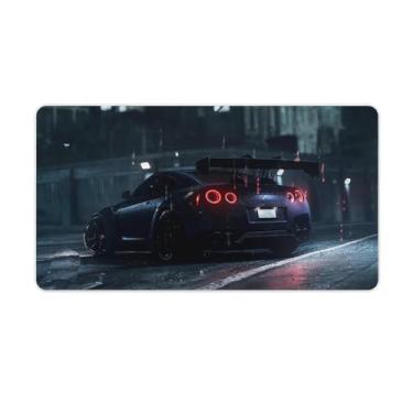 Imagem de JDM Car R34 Rainy Night Neon Classic Car Desk Pad Mouse Pad Antiderrapante Grande Material de Escritório Tapete de Mesa de Borracha Impermeável Tapete de Escrita para Escritório Jogo Casa 40X75 cm