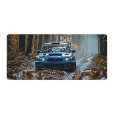 Imagem de HouLaiZhe Blue WRX Rally JDM Tapete de mouse para jogos grande base de borracha antiderrapante acessórios de computador laptop suprimentos bloco de escrita para escritório casa 40 x 90 cm