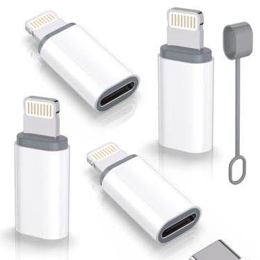 Imagem de Adaptador USB C tipo C para Lightning certificado MFi pacote com 4 27 W carregamento rápido suporta sincronização de dados, adaptador de cabo Lightning para USB tipo C para iPhone/iPad/para Airpods