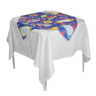 Imagem de Toalha De Mesa Arraiá Azul Tnt 70cm X 70cm - 5 Unidades