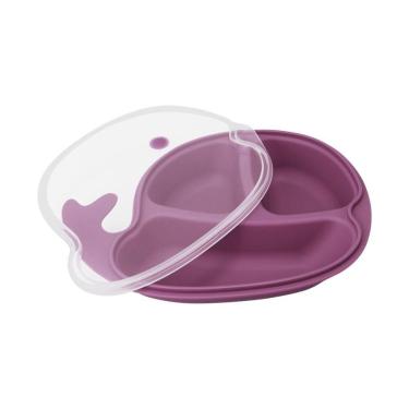 Imagem de Prato Infantil Baleia Rosa Com Divisórias E Tampa Para Refeições Divertidas