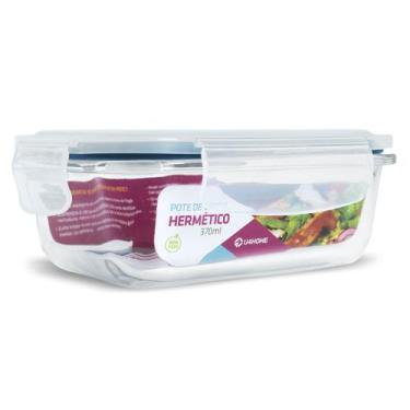 Imagem de Pote Vidro Retangular Marmita Hermética Tampa Plástico 370ml - U4home