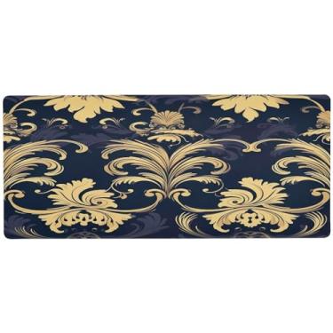 Imagem de Wassud Tapete de mouse decorativo elegante para jogos com base de borracha antiderrapante, mouse pad longo para teclado de computador com borda costurada, almofada grande à prova d'água para