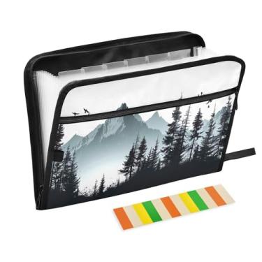 Imagem de Wassud Montanha com Pinheiros Acordeão Arquivo Organizador Letra A4 Pasta de Arquivo de Papel Organizador de Documentos com Etiquetas Pasta de Arquivo Expansível 13 Bolsos