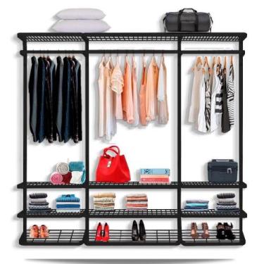 Imagem de Guarda roupa closet aramado sem portas CLR285 - 2,20m - Smart Black - 