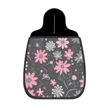 Imagem de Lixeira De Carro Organizador Margaridas Rosa Claro e Cinza Escuro