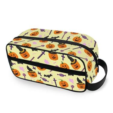 Imagem de Burbuja Bolsa de Higiene Pessoal de Viagem de Abóboras de Dia das Bruxas para Mulheres e Homens, Organizador Portátil de Maquiagem para Acessórios de Higiene Pessoal com Alça