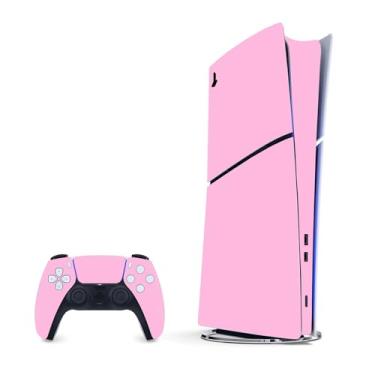 Imagem de Skin Wrap Compatible with PS5 Slim Digital, Full Set Vinyl Decal Protective Sticker Cover for Game Console & Controller (Deep Pink)