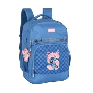 Imagem de Mochila Escolar Stitch e Angel Azul Disney Luxcel