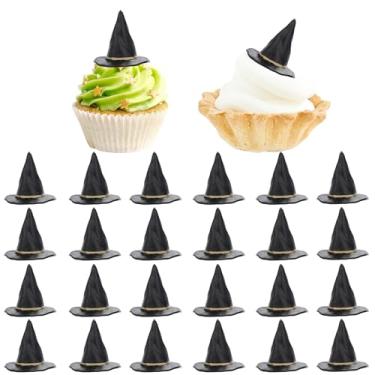 Imagem de 24 Pcs Mini Witch Hat Cake Decorations For Evil Witch Birthdays And Halloween Parties. Mini Witch Hat Cake Decoration, Bad Witch Birthday Party Decoration, Handicrafts