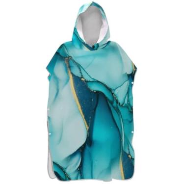 Imagem de Joisal Poncho de surfe plus size para adultos trocador de roupa de praia com capuz toalha de banho estética turquesa arte unissex poncho adulto com capuz
