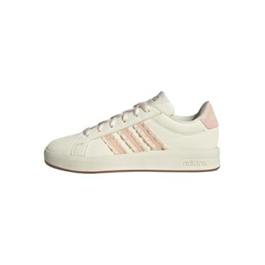 Imagem de adidas Tênis infantil unissex Grand Court 3.0, Branco/rosa blush/chiclete, 20