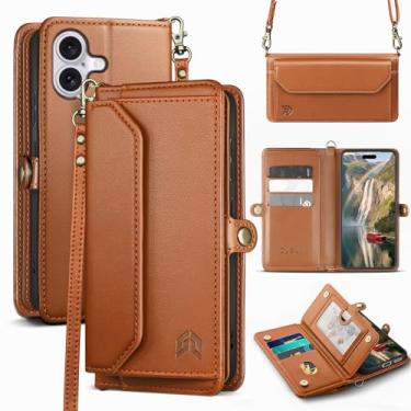 Imagem de DJBull Capa carteira para iPhone 17 de 6,3 polegadas com suporte para cartão, alças de ombro e pulseira, couro PU macio, encaixe magnético, capa de telefone flip para mulheres e homens para Apple 17