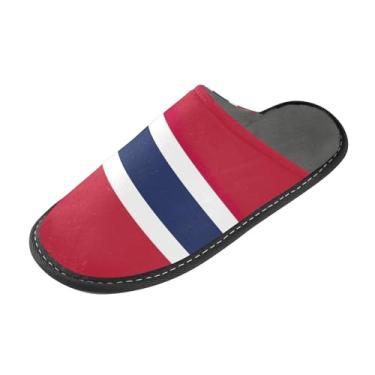 Imagem de Pantufas femininas felpudas, aconchegantes, fofas, para casa, inverno, bandeira da Noruega, espuma de memória, sem cadarço, tamanho 4-5, Bandeira da Noruega, 4-5 Wide