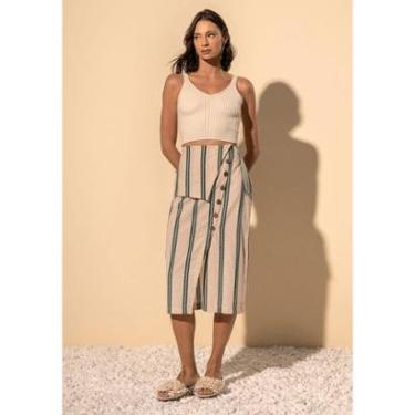 Imagem de Saia Midi De Cintura Alta Com Sobreposição E Botões-Feminino