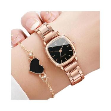Imagem de Conjunto De Relógio De Quartzo Quadrado Feminino Com Pulseira De Aço I