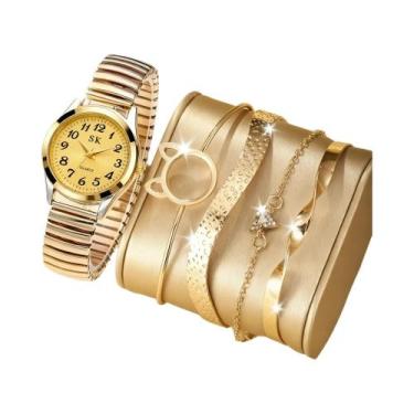 Imagem de Conjunto De Relógio De Pulso Feminino Elegante Roma Dial Pequeno Com 5