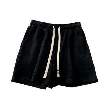 Imagem de Shorts Estilo Harajuku Cinza Com Cintura Elástica Para Meninas Calças 