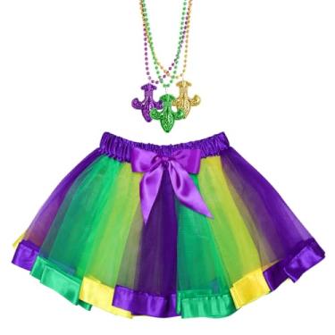 Imagem de Heliltd 4 peças de acessórios de carnaval incluem saia tutu e colares com pingente de contas e vestido de carnaval para festa à fantasia feminina