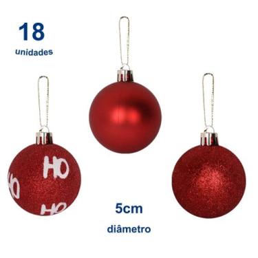 Imagem de 18 Bola Personalizada Vermelha Natal Decorada 5cm Enfeitada Bola Mesa 