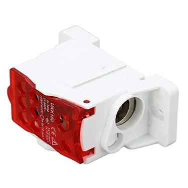Imagem de Caixa de distribuição de terminais, caixa de junção de energia, bloco terminal de trilho DIN 690V 160A com várias portas de saída de fio para caixas de armários de distribuição (vermelho)