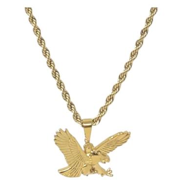 Imagem de ED HARDY Colar masculino com pingente de águia de aço inoxidável dourado MN0373-42-005