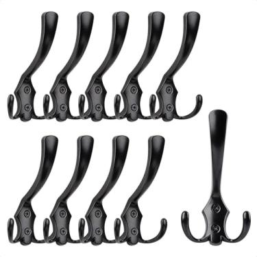 Imagem de Ganchos Para Casacos De Parede - Cabideiro Moderno Preto para Chapéus | Com 20 Parafusos Para Instalação,Para Chapéu Cachecol Saco Toalha Chave Guarda-Chuva