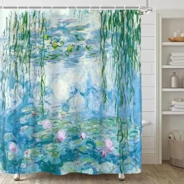 Imagem de Cortina de chuveiro para banheiro com ganchos, decoração de flores de amendoeira, conjunto de cortinas de banheiro, tecido de poliéster impermeável, 175 x 177 cm/LxA, cortinas de banheiro