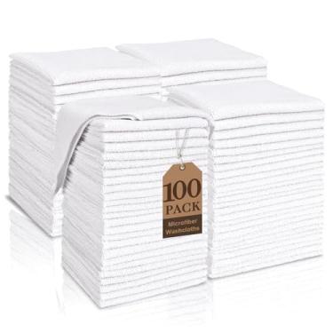 Imagem de TEAWOO Toalhas de banho brancas pacote com 100, toalhas de rosto altamente absorventes e de secagem rápida, toalhas de banho macias de qualidade premium, panos de lavagem de microfibra multiuso, 30 x