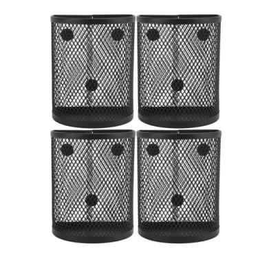 Imagem de Suporte magnético para caneta MUNEFE, cesta de caneta para estojo de malha de metal, organizador de armazenamento de lápis de malha de metal para refrigerador de mesa, quadro (4 Pacote)
