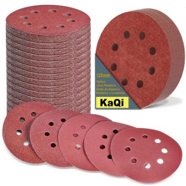 Imagem de 50 X Lixas Disco Grão 5 Polegadas 125mm 8 Furos Lixadeira Politriz KaQ