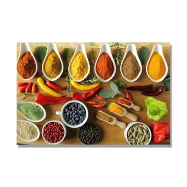 Imagem de NHLDZYH Tela decorativa cozinha, arte vintage especiarias coloridas, arte de parede quadros para sala de estar quarto cozinha. C81. 70 x 105 cm. Apenas tela