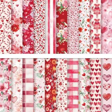 Imagem de FYSUIMU 40 folhas de papel padrão de dia dos namorados vermelho aquarela coração flor scrapbook papel especial dupla face para aniversário de casamento, artesanato faça você mesmo, fazer cartões