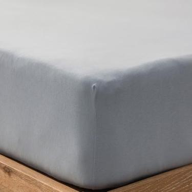 Imagem de PURE ERA Apenas lençol de baixo de algodão de malha jérsei (sem lençol de cima ou fronhas) bolso profundo de até 38 cm a 50 cm, ultramacio, confortável, respirável, azul claro, casal