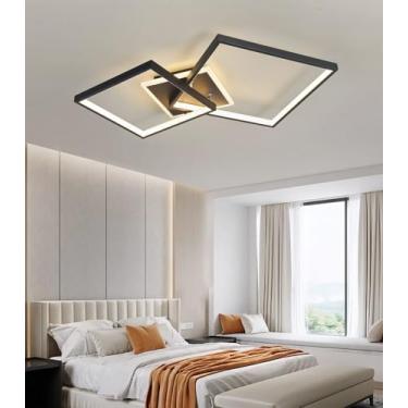 Imagem de Luminária de teto LED moderna, regulável e de embutir, com controle remoto, temperaturas de cor de 3200K a 6000K. Ideal para ambientes internos, como sala de estar e quarto, com baixo consum
