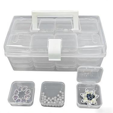 Imagem de Caixa de armazenamento de plástico - Caixa de armazenamento e organizador de arte e artesanato - Recipiente de plástico retangular pequeno - para armazenamento de artesanato (32 compartimentos)