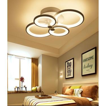 Imagem de Luminária de teto LED moderna para sala de estar, com regulagem de intensidade e controle remoto. Ideal para ambientes internos, como sala de estar, quarto, cozinha e sala de jantar. (Preta,