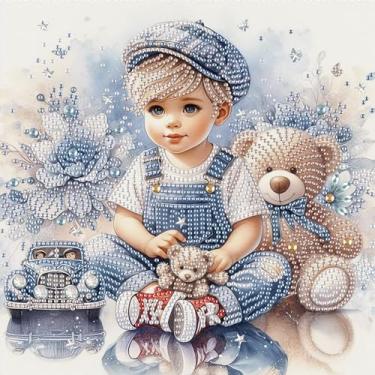 Imagem de Kits de pintura de diamante para adultos, urso, kits de arte de diamante de formato especial 5D para iniciantes, pintura de strass de cristal para decoração de parede de casa, 30 x 30 cm