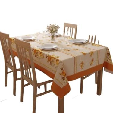 Imagem de Toalha De Mesa Quadrada 4 Lugares 145x145cm Poliéster e Algodão(Flores de Outono Dourada)