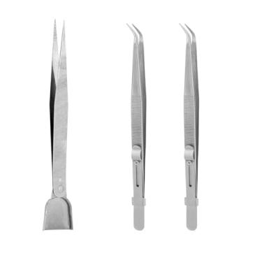 Imagem de 3 Peças Kit de Decoração Bolos, Incluindo 2 Pinças Ponta Curva e 1 Pinça Ponta em Formato Pá Ferramentas Profissionais Aço Inoxidável Confeitos Ideais para Decorar Cupcakes e Biscoitos (Estilo A)