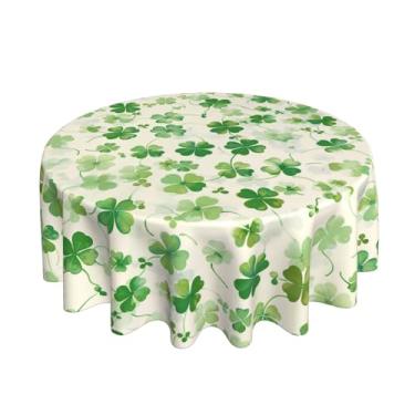 Imagem de DEKIFNHG Toalha de mesa redonda para o dia de São Patrício, 152 cm, decoração de trevo, toalha de mesa redonda para Dia de São Patrício, festas de piquenique, ambientes internos e externos