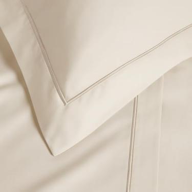 Imagem de Jogo de Cama Lençol 4 Peças 100% Algodão 300 Fios Percal Casal Queen/King(Bege,Queen)