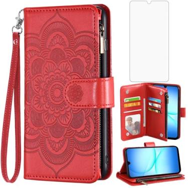 Imagem de Asuwish Capa de telefone para Samsung Galaxy A17 5G capa carteira com protetor de tela de vidro temperado e flor couro PU flip porta-cartão de crédito suporte cordão acessórios de celular A 17 17A 4G