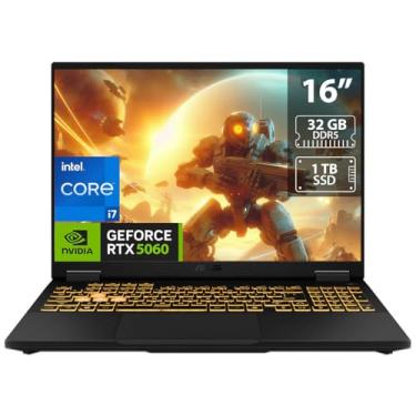 Imagem de ASUS Laptop TUF Gaming F16 de 16 polegadas FHD + tela de 165 Hz, Intel Core i7-14650HX, 32 GB RAM, SSD de 1 TB, NVIDIA GeForce RTX 5060 8 GB, Windows 11, notebook para jogos cinza de alto desempenho